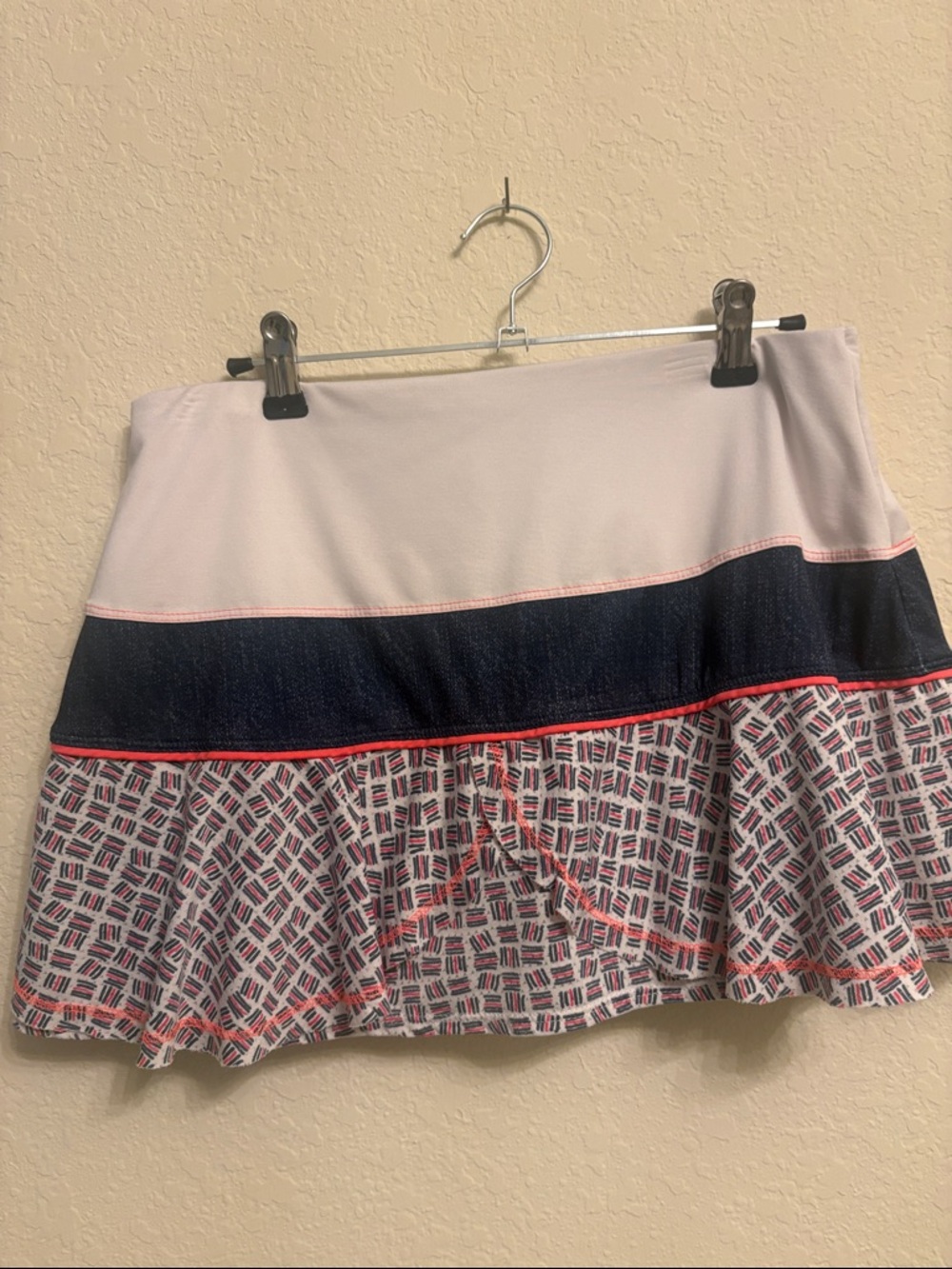 Lucky in Love Pink, Navy and Coral Tiered Skirt